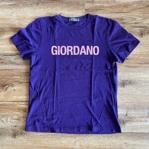 Purple Short Sleeve Tee with Bold GIORDANO Print